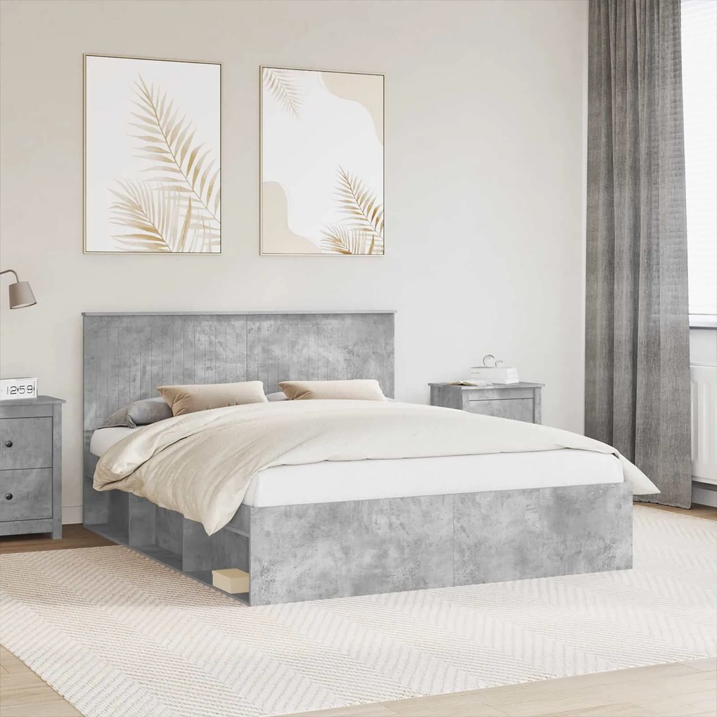 Σκελετός Κρεβατιού Σκυρόδεμα 160 x 200 cm Στερεά ξυλεία πεύκου