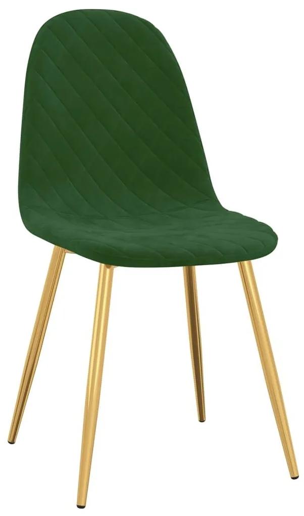 Καρέκλες Τραπεζαρίας 4 τεμ. Σκούρο Πράσινο Βελούδινες - Πράσινο