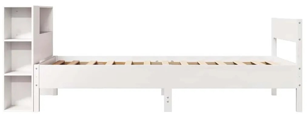 vidaXL Κρεβάτι Βιβλιοθήκη Χωρίς Στρώμα Λευκό 75x190 εκ Μασίφ Πεύκο