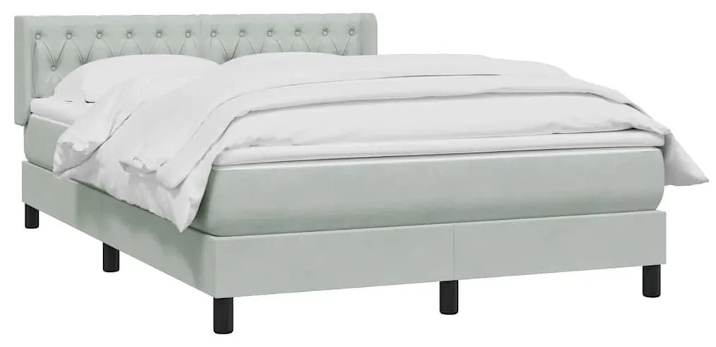 Κρεβάτι Boxspring με Στρώμα Ανοιχτό Γκρι 140x210 εκ. Βελούδινο - Γκρι