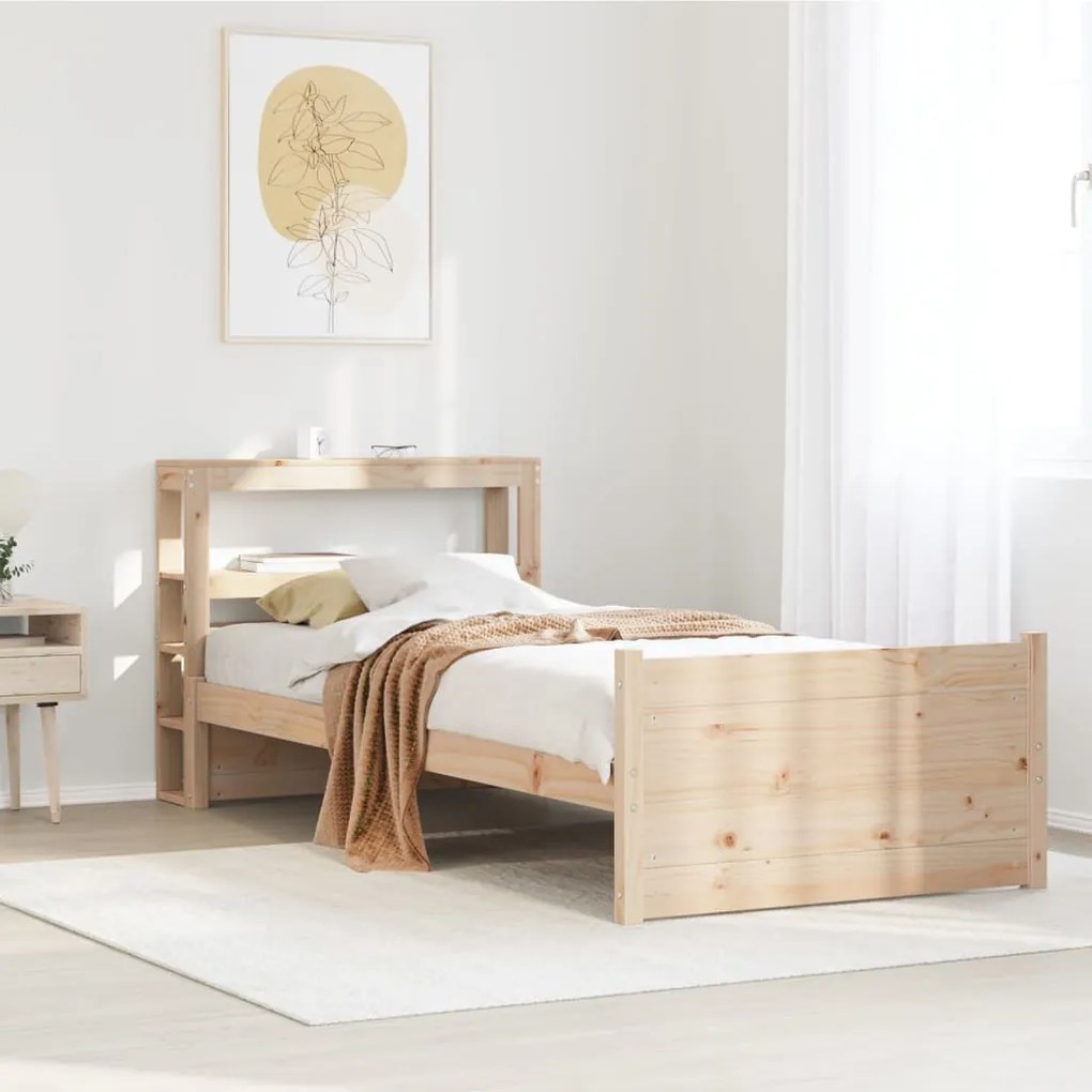 vidaXL Πλαίσιο Κρεβατιού με Κεφαλάρι 90 x 190εκ. από Μασίφ Ξύλο Πεύκου