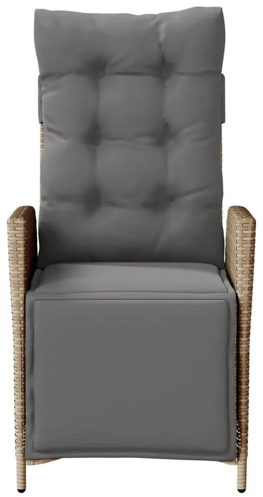 vidaXL Καρέκλα Κήπου Ανακλινόμενη Μικτό Μπεζ Συνθ. Ρατάν με Υποπόδιο