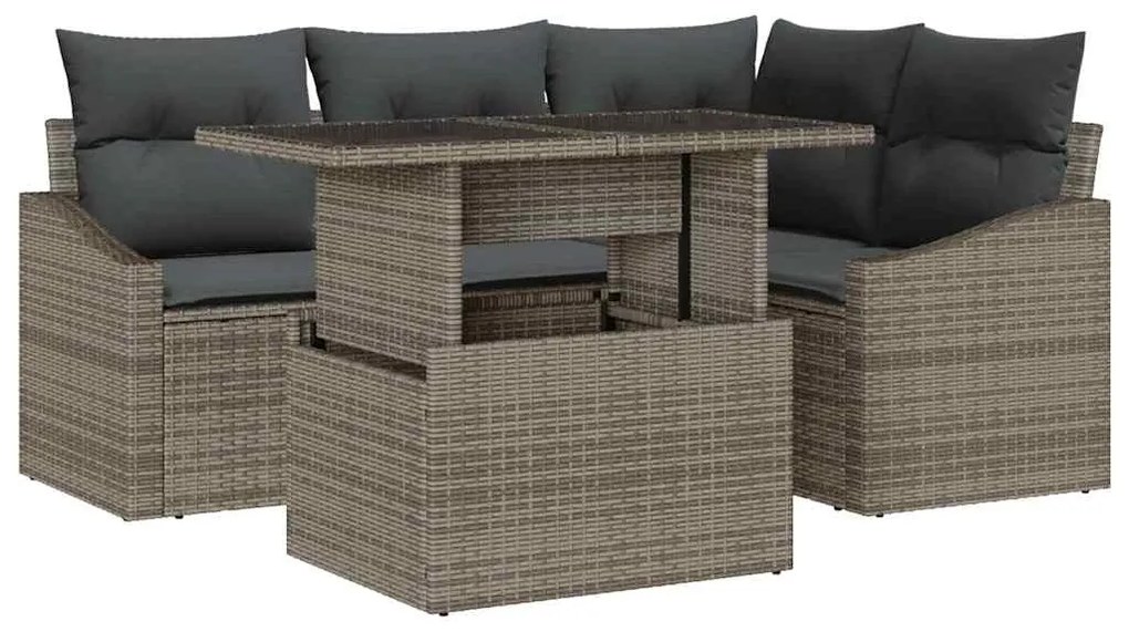 vidaXL Σετ Καναπέ Κήπου με μαξιλάρι 5 pcs Γκρι 100 x 55 x 73 εκ