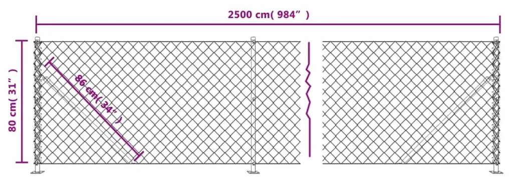 Συρματόπλεγμα Περίφραξης Πράσινο 0,8 x 25 μ. με Βάσεις Φλάντζα - Πράσινο