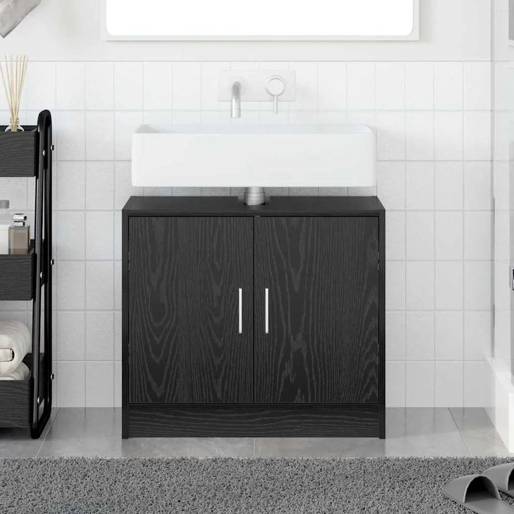 vidaXL Ντουλάπα Νιπτήρα Μαύρη Οξυά 63 x 29 x 55 cm Επεξεργασμένο ξύλο