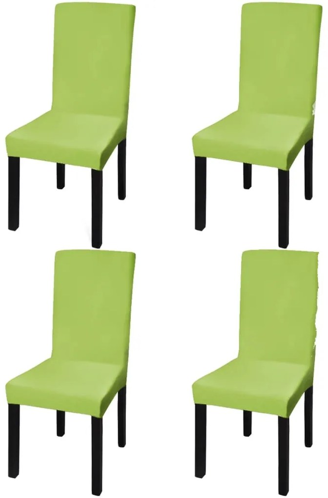 vidaXL Κάλυμμα Καρέκλας Ελαστικό Ίσιο 4 τεμ. Πράσινο