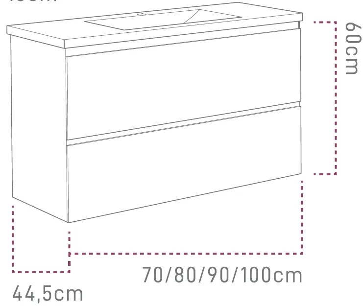 Έπιπλο μπάνιου Sanitec Alba D-Pine-Μήκος 100 εκ.