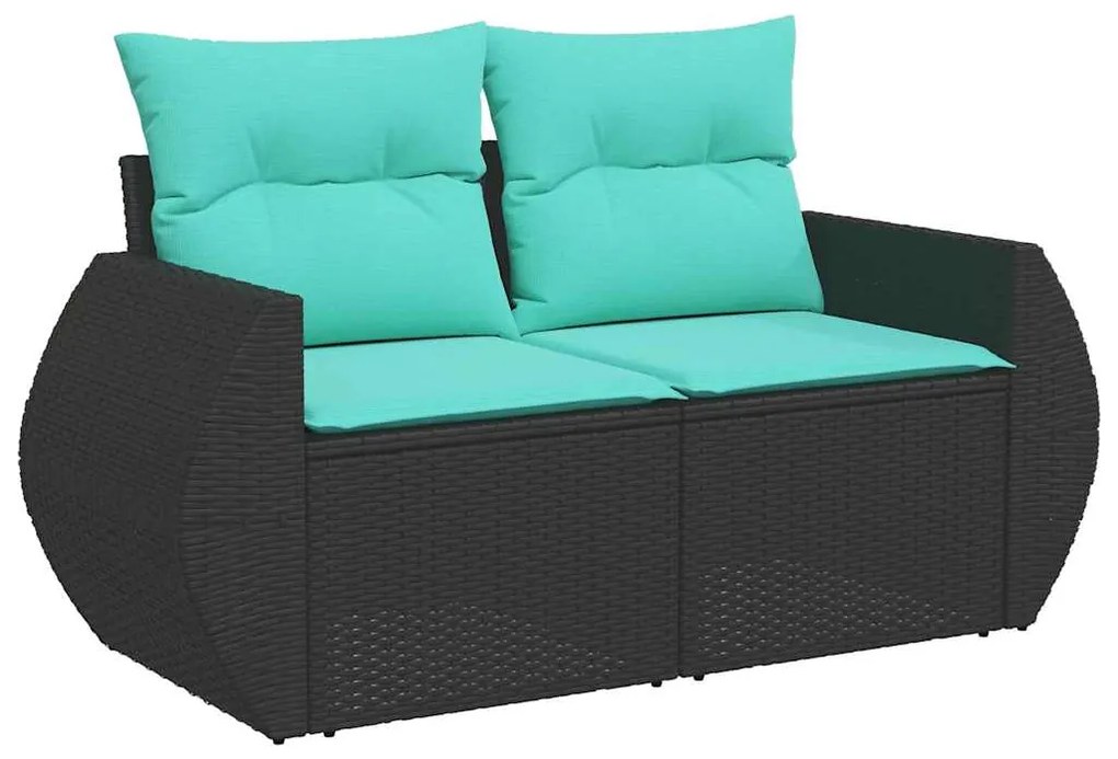 vidaXL Καναπές Κήπου 6 Τεμαχίων Μαύρο από Συνθετικό Ρατάν με Μαξιλάρια