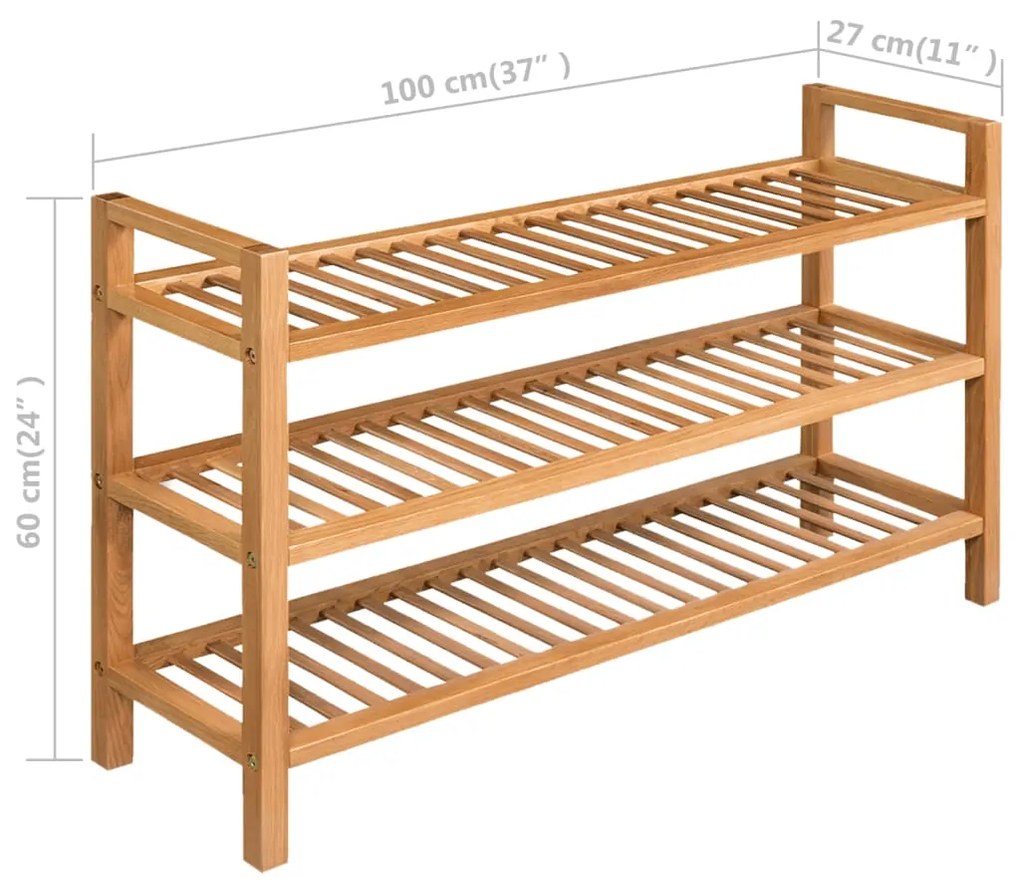 ΠΑΠΟΥΤΣΟΘΗΚΗ ΜΕ 3 ΡΑΦΙΑ 100 X 27 X 59,5 ΕΚ. ΜΑΣΙΦ ΞΥΛΟ ΔΡΥΟΣ 244209