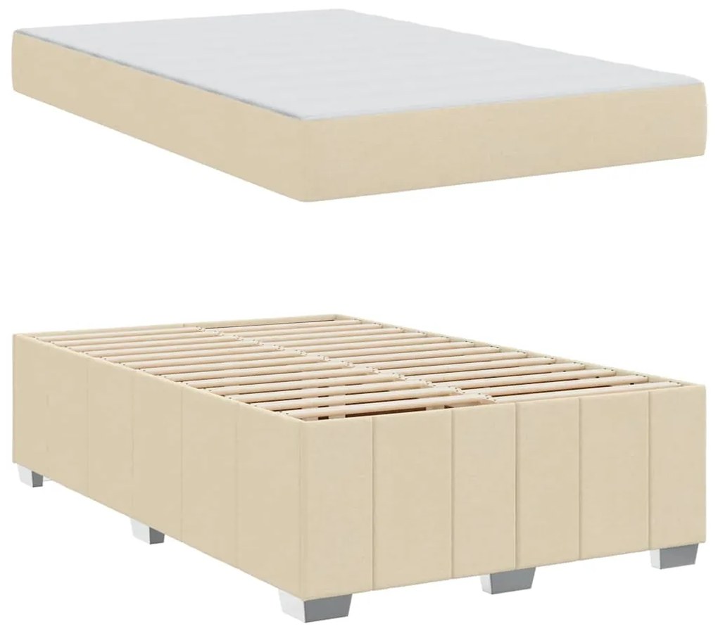 vidaXL Σκελετός Κρεβατιού με στρώμα Κρεμ 120 x 200 cm ύφασμα
