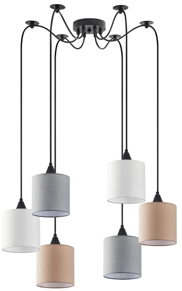SE21-BL-B10-BL6-SH123  ADEPT FLEX White, Grey, Brown Fabric Shade Pendant+
