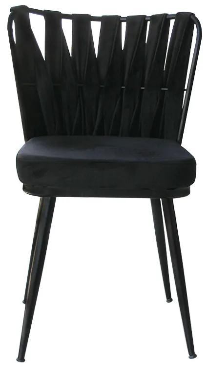 Artekko Μαύρη Μεταλλική Καρέκλα με Βελούδο (52x52x82)cm