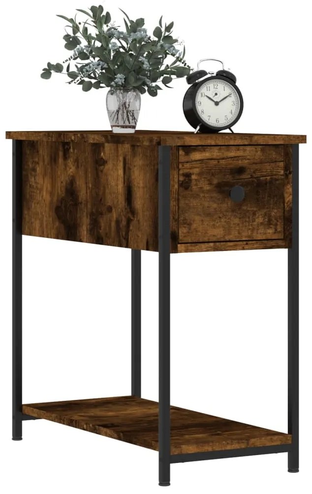 vidaXL Κομοδίνα 2 τεμ. Καπνιστή Δρυς 30 x 60 x 60 εκ. Επεξεργ. Ξύλο