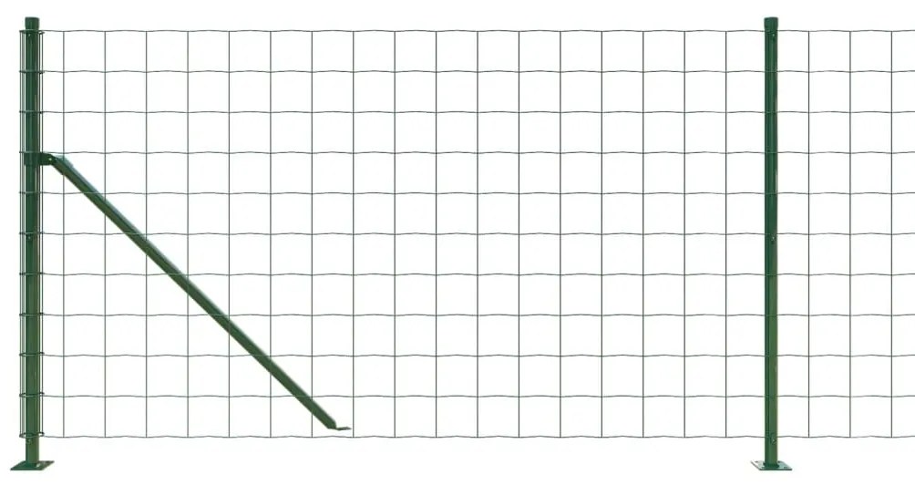 vidaXL Συρματόπλεγμα Περίφραξης Πράσινο 1,1 x 25 μ. με Βάσεις Φλάντζα