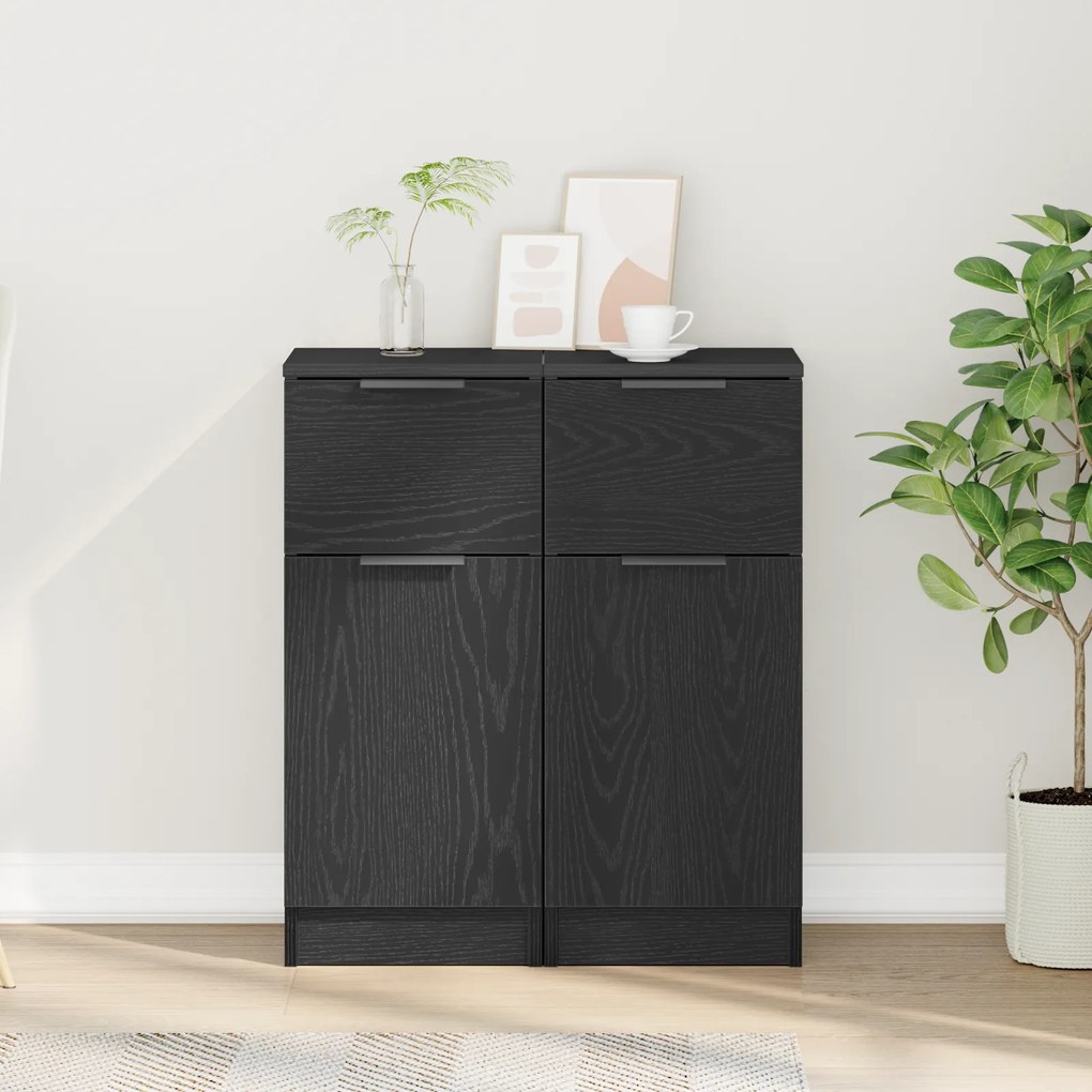 vidaXL Μαύρος Δρυς Sideboard 30x30x70 εκ MDF