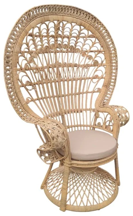 Πολυθρόνα Dorothy Inart με μπεζ μαξιλάρι-φυσικό rattan 115x57x150εκ