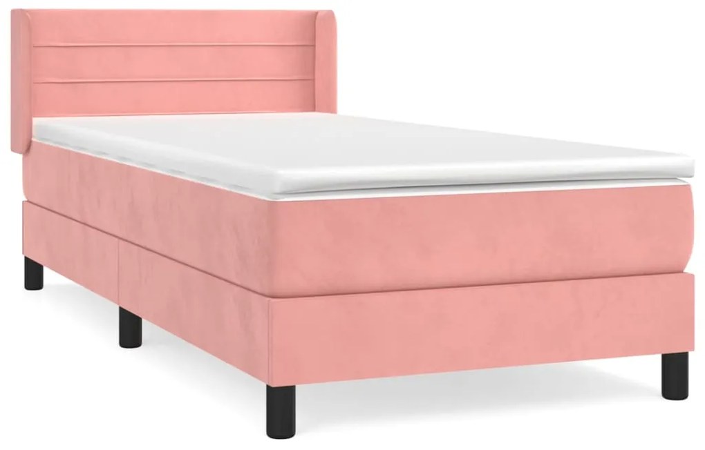 vidaXL Κρεβάτι Boxspring με Στρώμα Ροζ 80 x 200 εκ. Βελούδινο