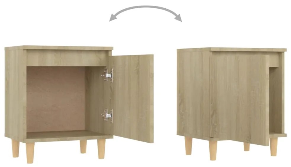 vidaXL Κομοδίνα 2 τεμ. Sonoma Δρυς 40x30x50εκ. &amp; Πόδια από Μασίφ Ξύλο