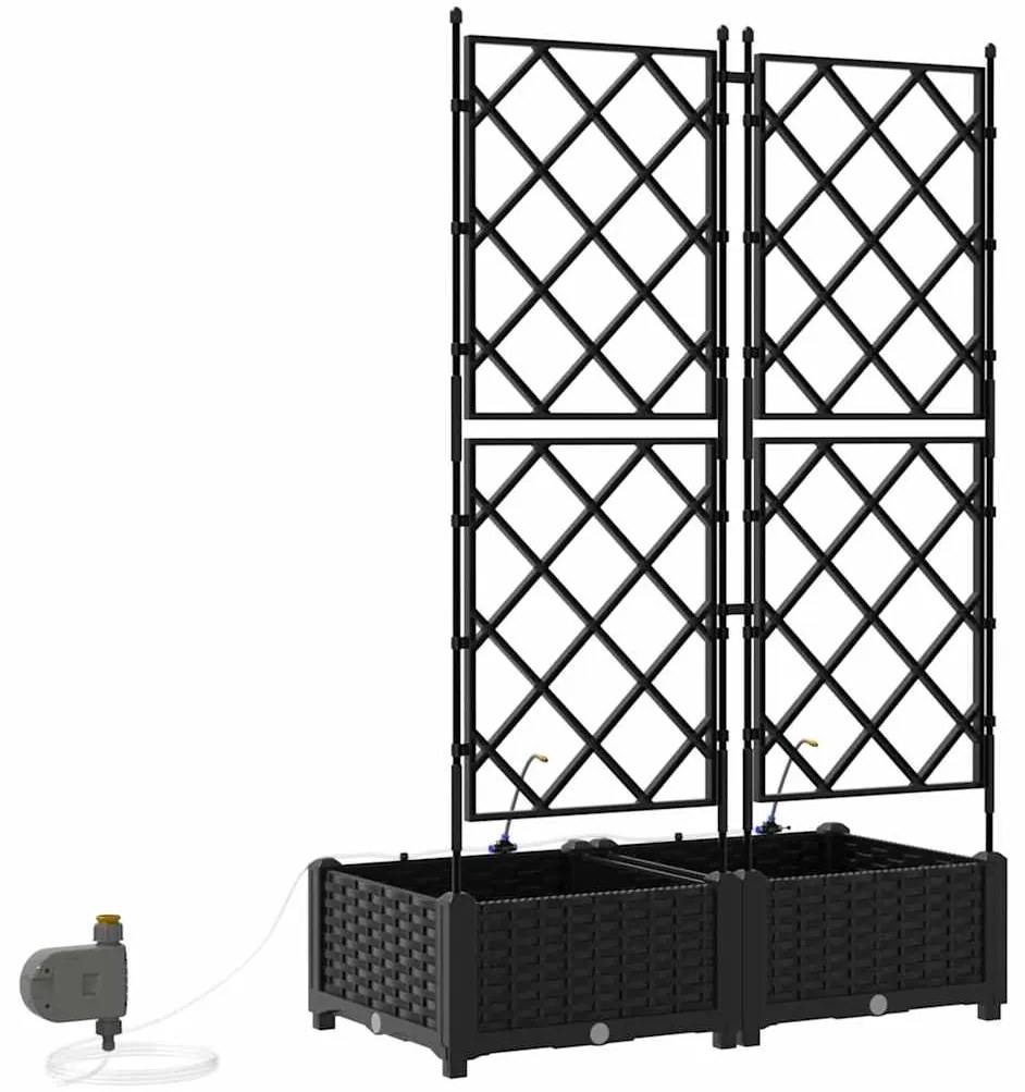 vidaXL Ζαρντινιέρες κήπου Μαύρο 80 x 40 x 126 cm Ατσάλι