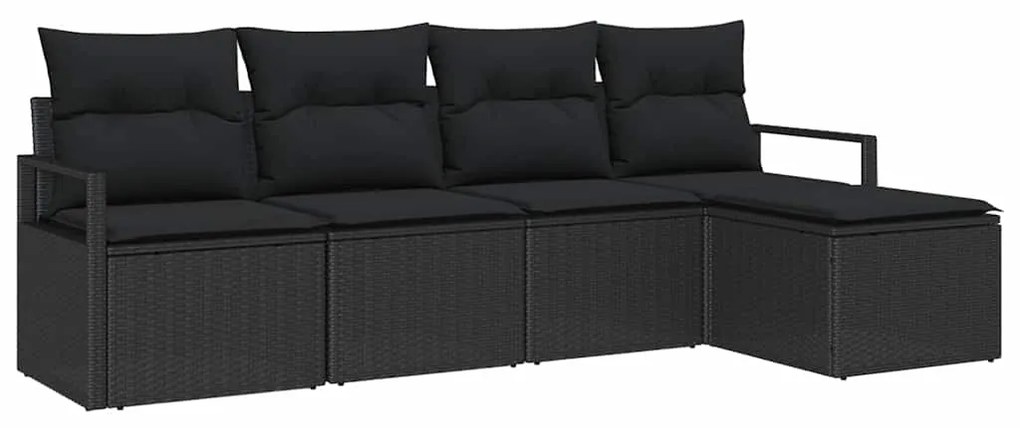 vidaXL Σετ Καναπέ Κήπου 5 pcs Μαύρο Πολυ rattan, βαμμένο ατσάλι