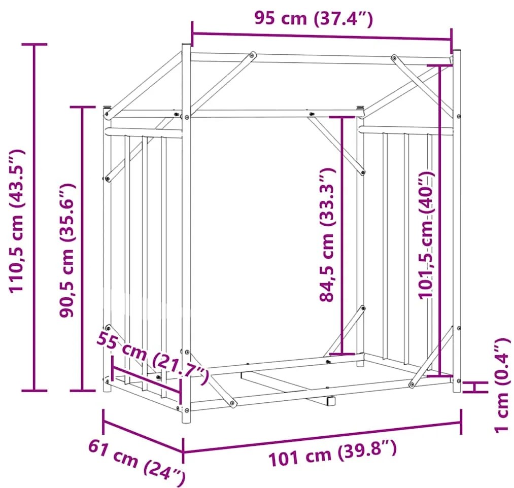 VIDAXL ΡΑΦΙ ΓΙΑ ΚΑΥΣΟΞΥΛΑ ΜΕ ΚΑΛΥΜΜΑ ΒΡΟΧΗΣ 101X61X110,5 ΕΚ. 4104937