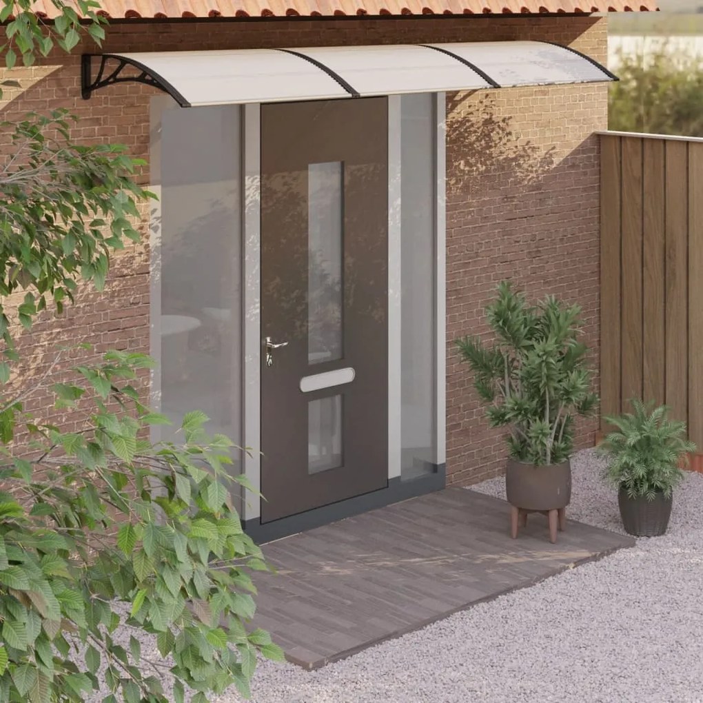 vidaXL Στέγαστρο Πόρτας Μαύρο & Διαφανές 300 x 80 εκ από Πολυκαρβονικό
