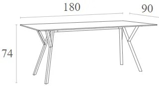 MAX ΤΡΑΠΕΖΙ 180X90Χ74ΕΚ. WHITE LAMINATE 12MM