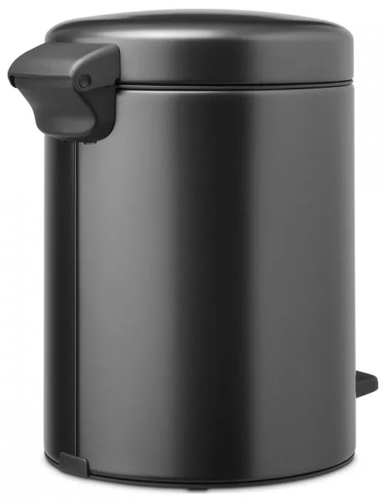 Κάδος απορριμμάτων με πεντάλ Brabantia NewIcon 1008838, 5 L, Ομαλό κλείσιμο, Αντιολισθητική βάση, Σκούρο γκρι