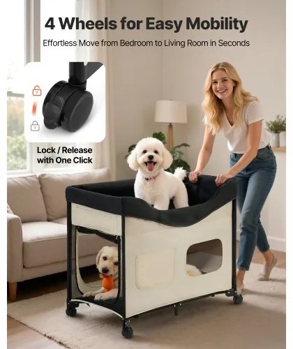 VEVOR Elevated Lounge Pet Bed Foldable Bunk Dog Bed with Wheels &amp; Side Bags XL