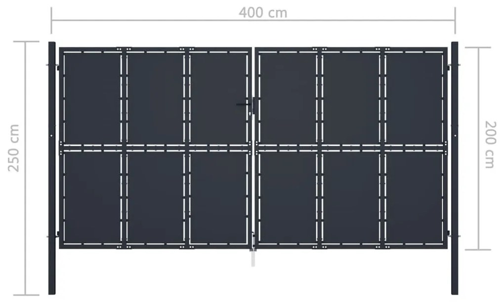 Πόρτα Περίφραξης Κήπου Ανθρακί 400 x 200 εκ. Ατσάλινη - Ανθρακί