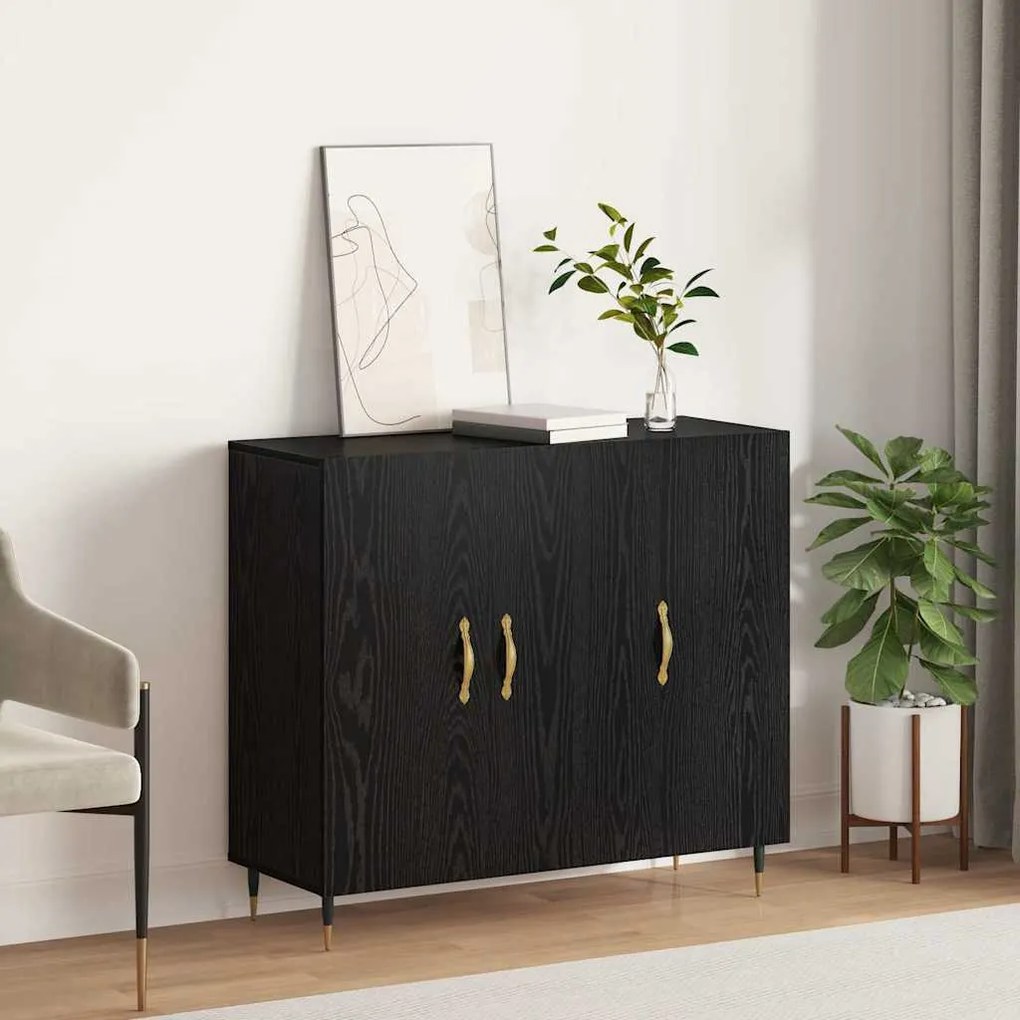 vidaXL Πλαϊνό γραφείο Μαύρο 90 x 34 x 80 εκ. Επεξεργασμένο ξύλο