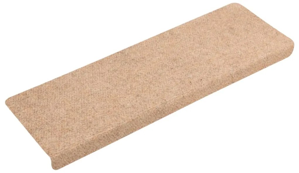 vidaXL Πατάκια Σκάλας 15 τεμ. Κρέμα 65x21x4 εκ. Βελονιασμένο Ύφασμα