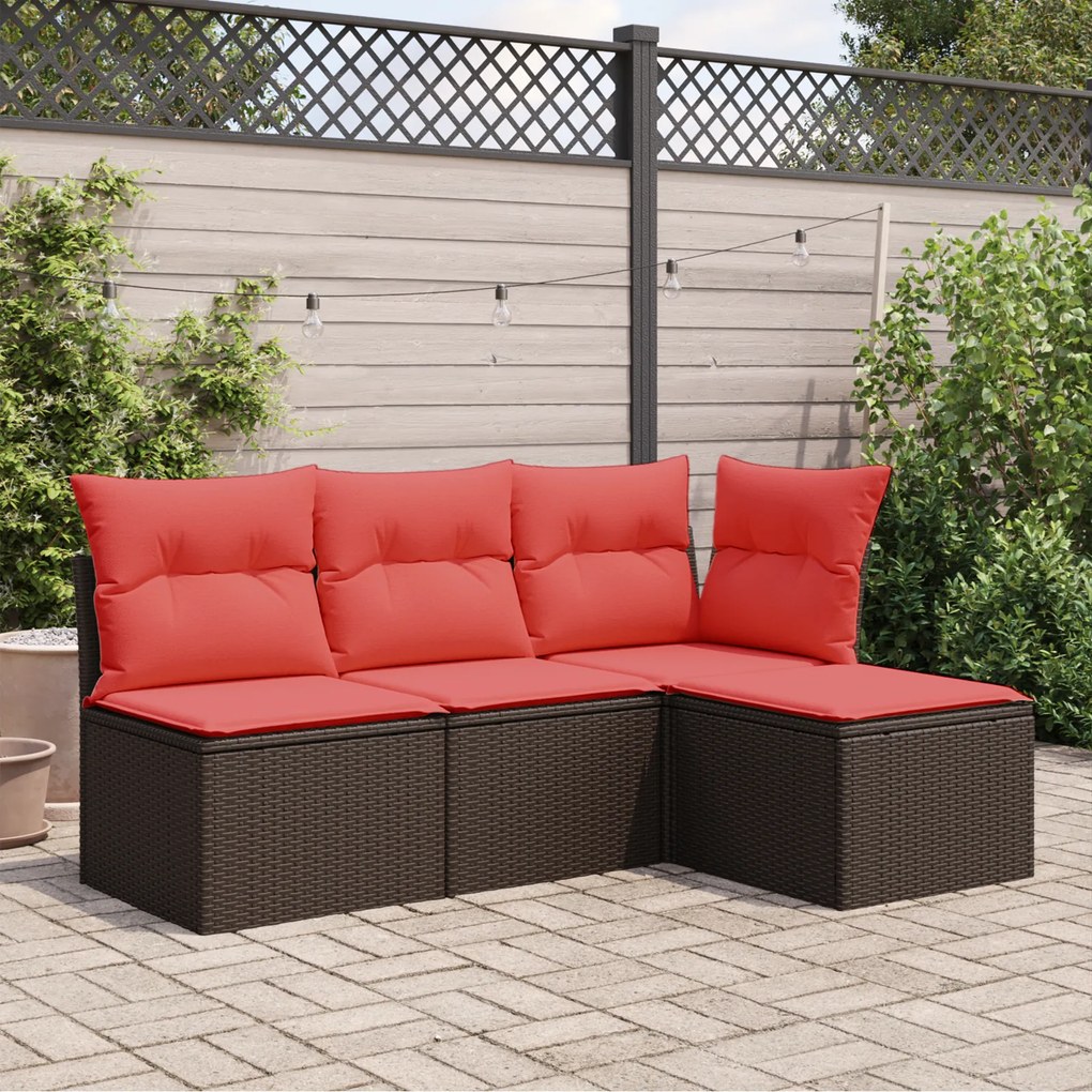 vidaXL στραβός Κήπου με μαξιλάρι Καφέ 55x55x37 εκ Ρατάν