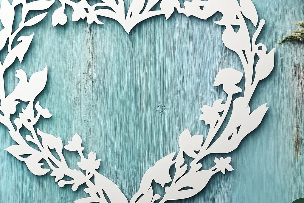 Σετ των 2 Intra απο ξύλο plywood 3mm-4mm πάχος – Paper Cut Heart Wreath Δίασταση  20x20 cm INTRAFABR-112936822