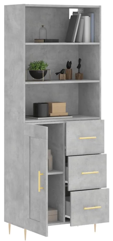 vidaXL Ντουλάπι Γκρι Σκυροδέματος 69,5x34x180 εκ. Επεξεργασμένο Ξύλο
