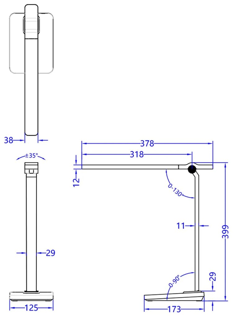 ΦΩΤΙΣΤΙΚΟ ΓΡΑΦΕΙΟΥ LED BLAIN PRO  ΓΚΡΙ ΧΡΩΜΑ ABS 17,3x12,5x39,9Υεκ.