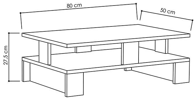 Τραπέζι σαλονιού Mansu χρώμα φυσικό 80x50x27,5εκ 80x50x27.5 εκ.