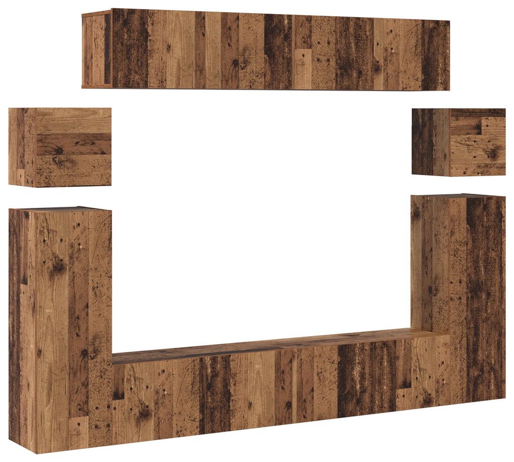 vidaXL Σετ επίπλου τηλεόρασης 8 pcs Καφέ 30.5 x 30 x 90 cm