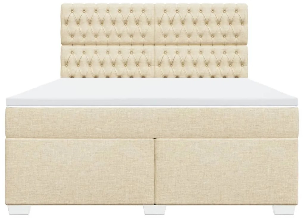 vidaXL Κρεβάτι Boxspring με Στρώμα Κρεμ 180x200 εκ. Υφασμάτινο