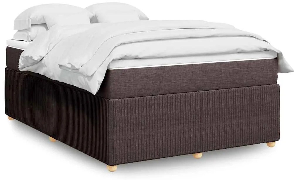 vidaXL Κρεβάτι Boxspring με Στρώμα Σκούρο Καφέ 160x200 εκ Υφασμάτινο