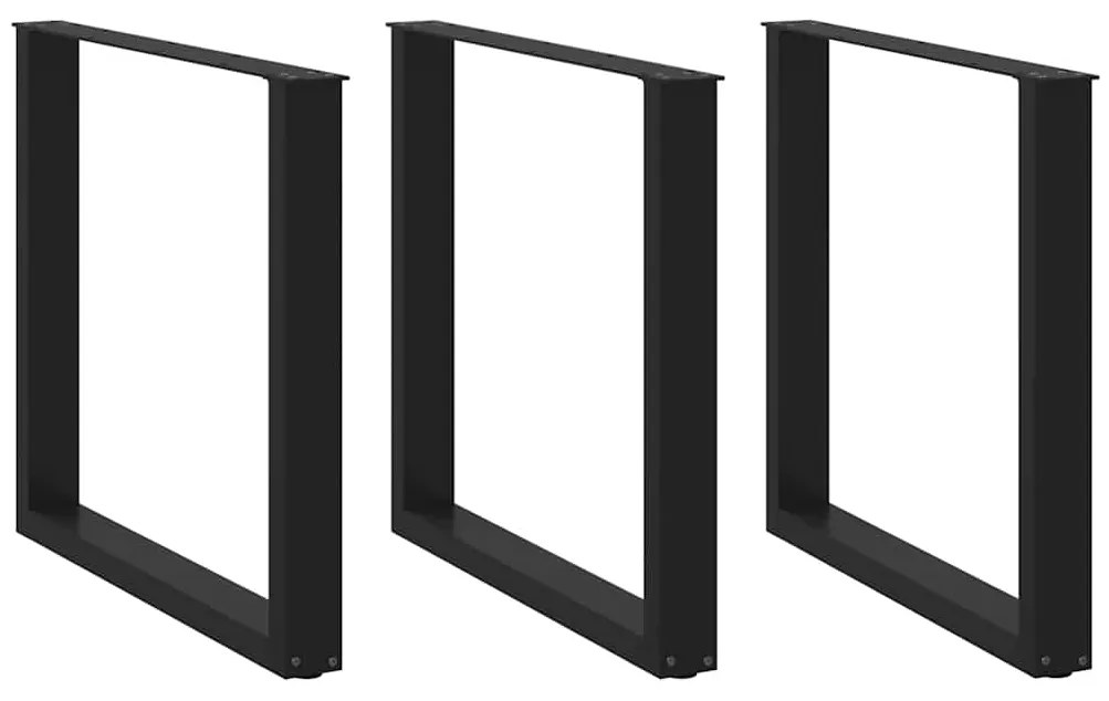 vidaXL Πόδια Τραπεζαρίας σε Σχήμα U 3 τεμ. Μαύρο 80x(72-73) εκ. Ατσάλι
