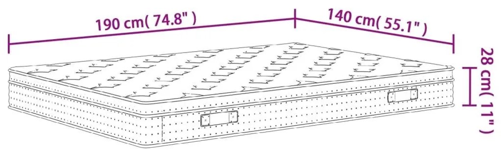 Στρώμα με Pocket Springs Μεσαία 140x190 εκ. - Λευκό