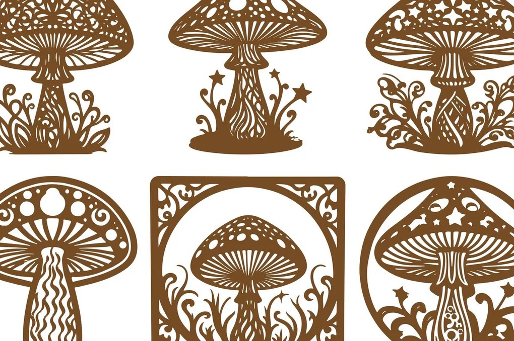 Σετ των 2 Intra απο ξύλο plywood 3mm-4mm πάχος – Σετ Magic Mushroom Δίασταση 20x20 cm INTRAFABR-100941553