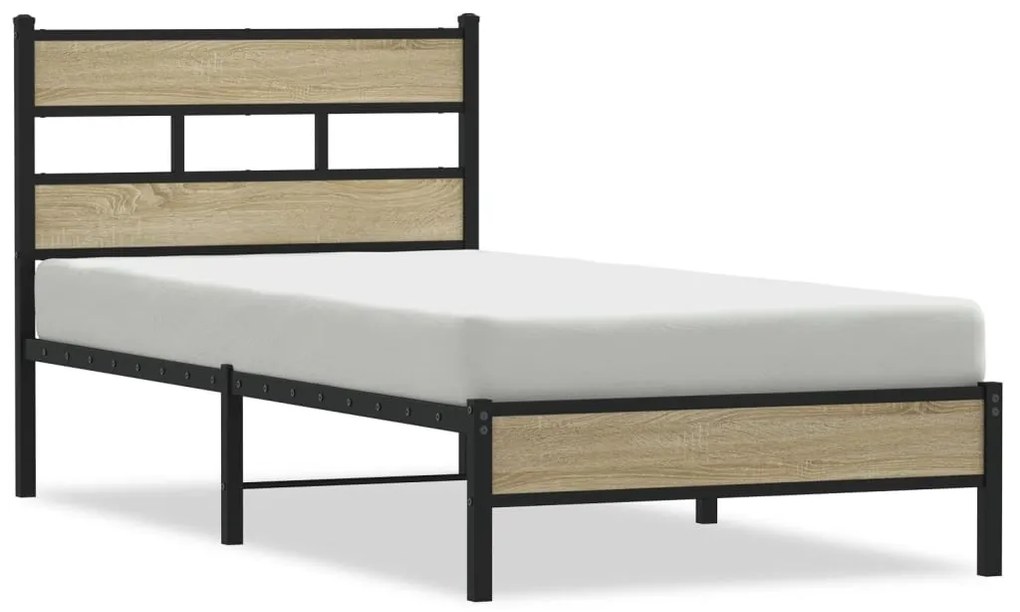 vidaXL Πλαίσιο Κρεβ. Χωρ. Στρώμα Sonoma Δρυς 90 x 190 εκ. Επεξ. Ξύλο