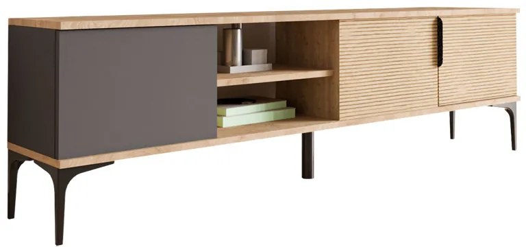 Έπιπλο τηλεόρασης Kowel μελαμίνης ανθρακί-oak 180x34x51εκ Υλικό: CHIPBOARD MELAMINE - PP LEGS 197-000214