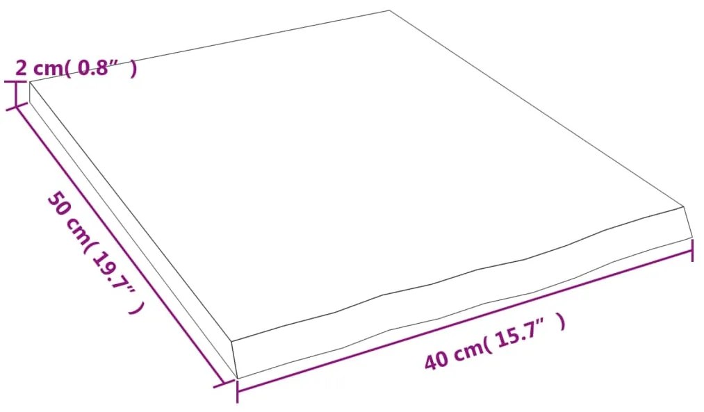 Ράφι Τοίχου Ανοιχτό Καφέ 40x50x2 εκ. Επεξεργ. Μασίφ Ξύλο Δρυός - Καφέ