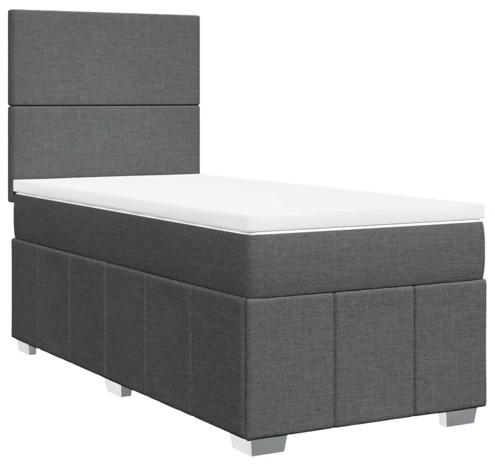 ΚΡΕΒΑΤΙ BOXSPRING ΜΕ ΣΤΡΩΜΑ ΣΚΟΥΡΟ ΓΚΡΙ 100X200 ΕΚ. ΥΦΑΣΜΑΤΙΝΟ 3291573