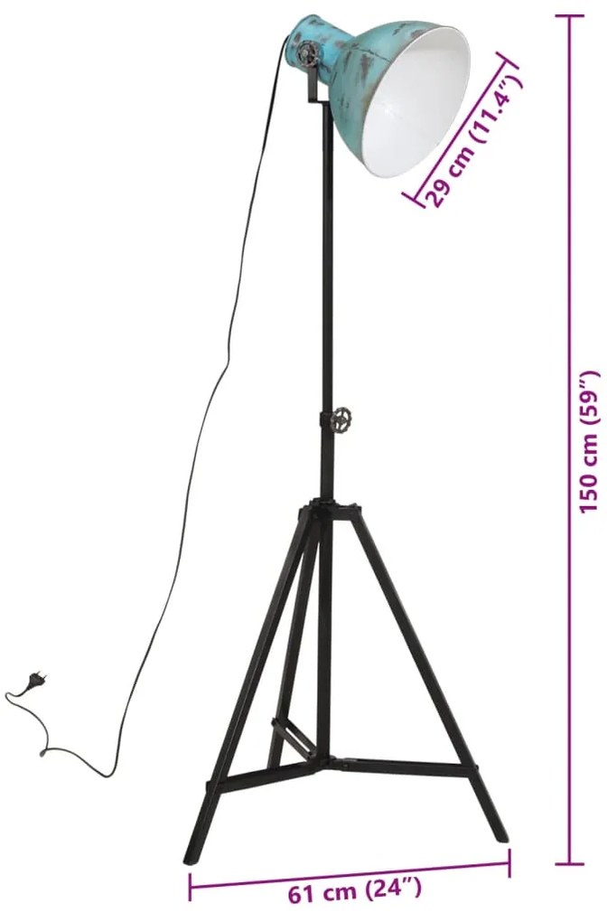 Φωτιστικό Δαπέδου 25 W Αντικέ Μπλε 61x61x90/150 εκ. Ε27 - Μπλε