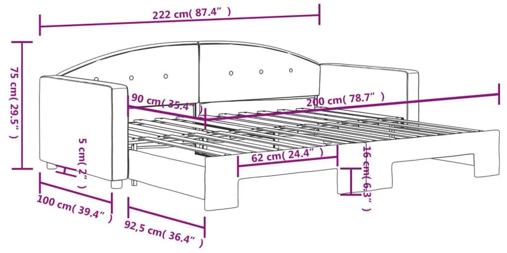 Καναπές Κρεβάτι Συρόμενος Μπλε 90x200εκ Βελούδινος - Μπλε