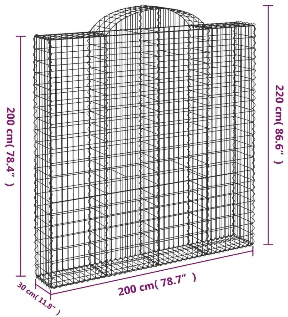 Συρματοκιβώτια Τοξωτά 10 τεμ. 200x30x200/220 εκ. Γαλβαν. Ατσάλι - Ασήμι